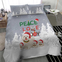 Maltese Peace Love Joy Christmas Bedding Set Xmas Holiday Patterns - Wonder Print Shop