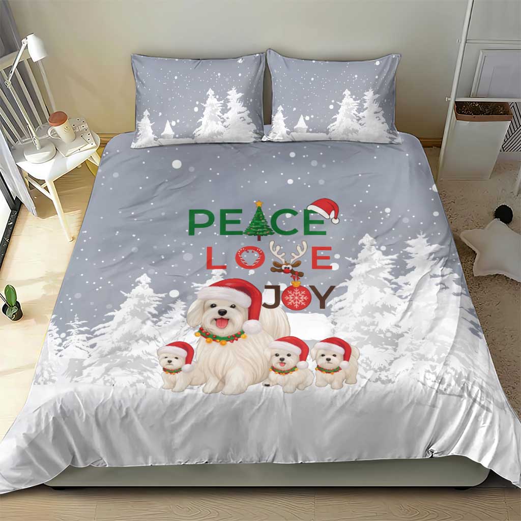 Maltese Peace Love Joy Christmas Bedding Set Xmas Holiday Patterns - Wonder Print Shop
