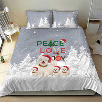 Maltese Peace Love Joy Christmas Bedding Set Xmas Holiday Patterns - Wonder Print Shop