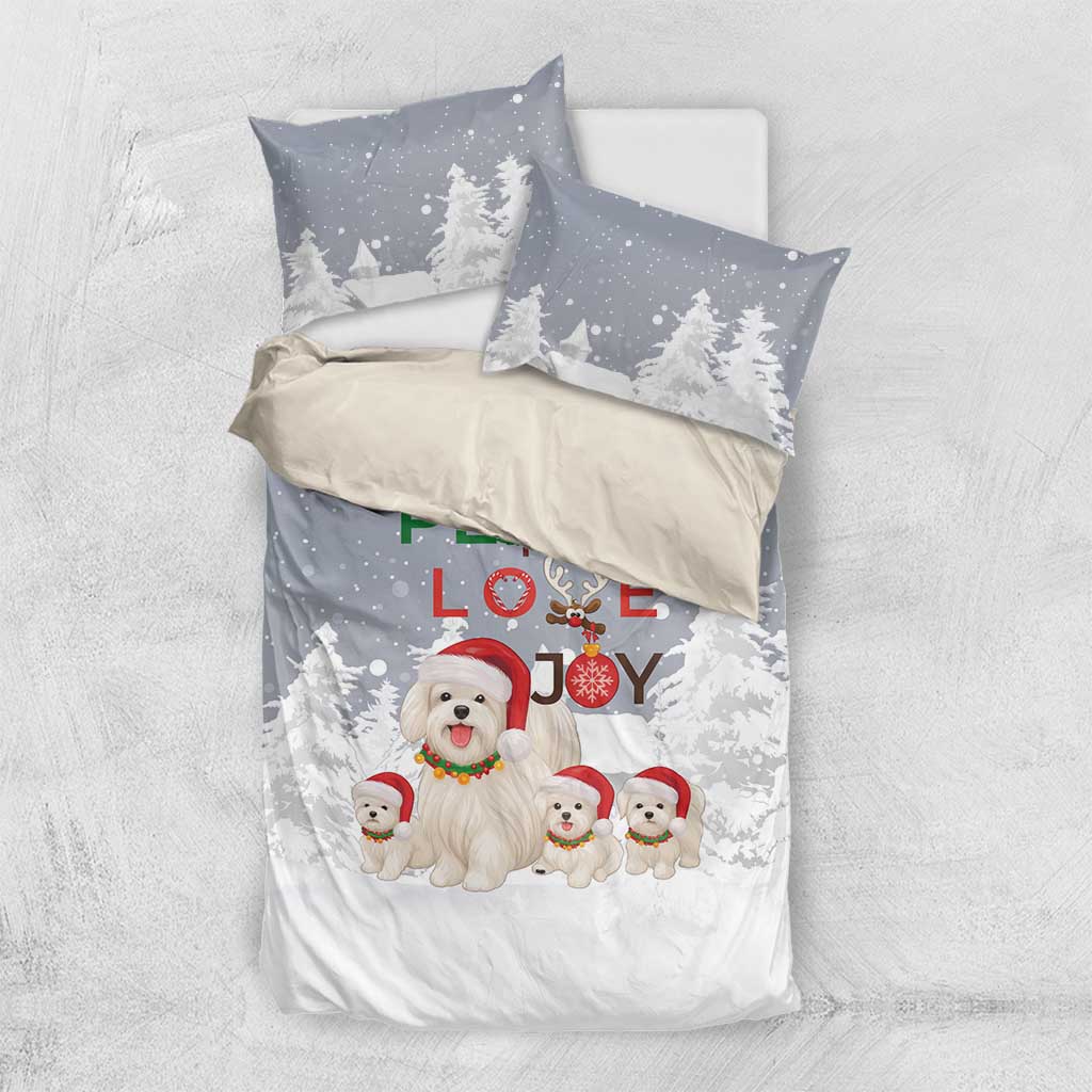 Maltese Peace Love Joy Christmas Bedding Set Xmas Holiday Patterns - Wonder Print Shop