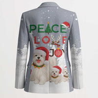 Maltese Peace Love Joy Christmas Blazer Xmas Holiday Patterns - Wonder Print Shop
