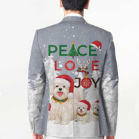 Maltese Peace Love Joy Christmas Blazer Xmas Holiday Patterns - Wonder Print Shop
