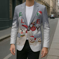 Maltese Peace Love Joy Christmas Blazer Xmas Holiday Patterns - Wonder Print Shop