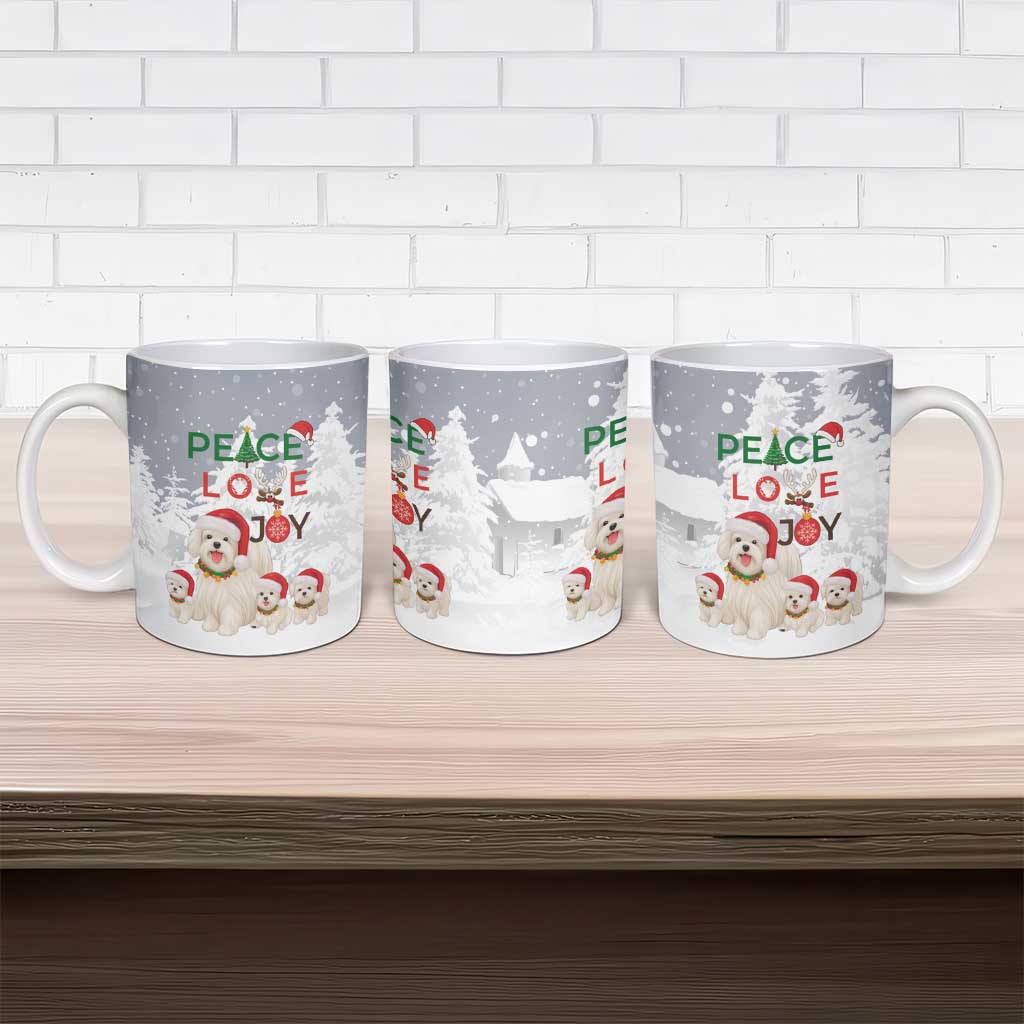 Maltese Peace Love Joy Christmas Ceramic Mug Xmas Holiday Patterns - Wonder Print Shop