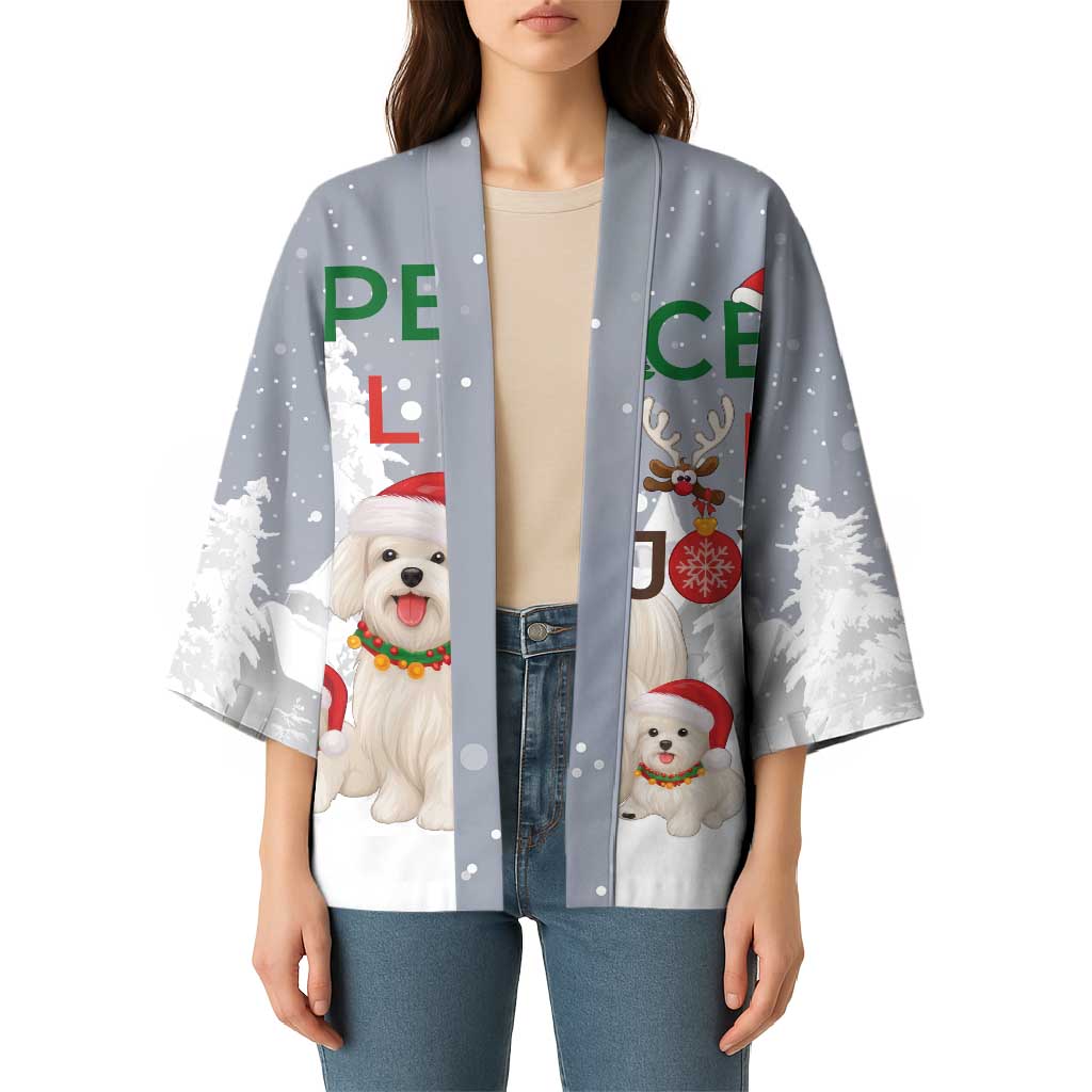 Maltese Peace Love Joy Christmas Kimono Xmas Holiday Patterns - Wonder Print Shop