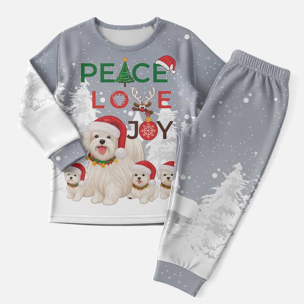 Maltese Peace Love Joy Christmas Pajama Set Xmas Holiday Patterns - Wonder Print Shop