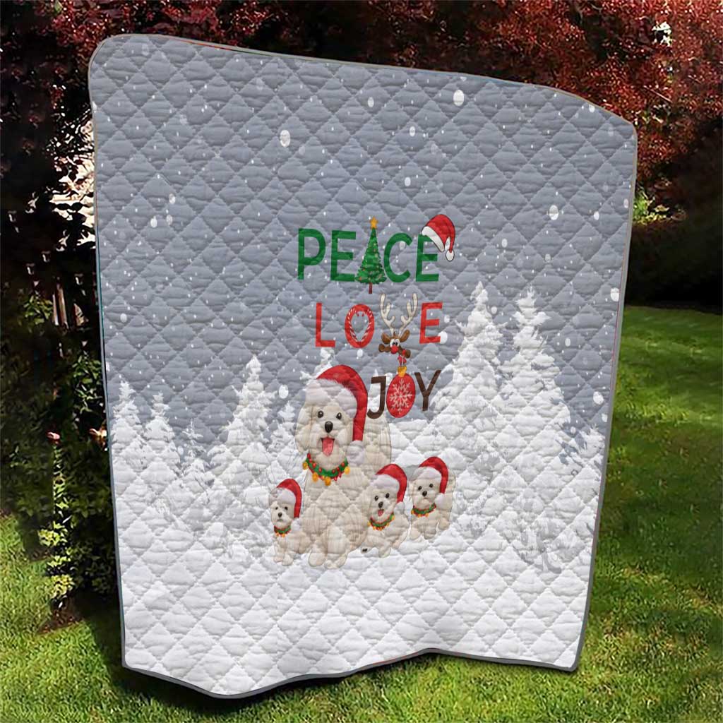 Maltese Peace Love Joy Christmas Quilt Xmas Holiday Patterns - Wonder Print Shop