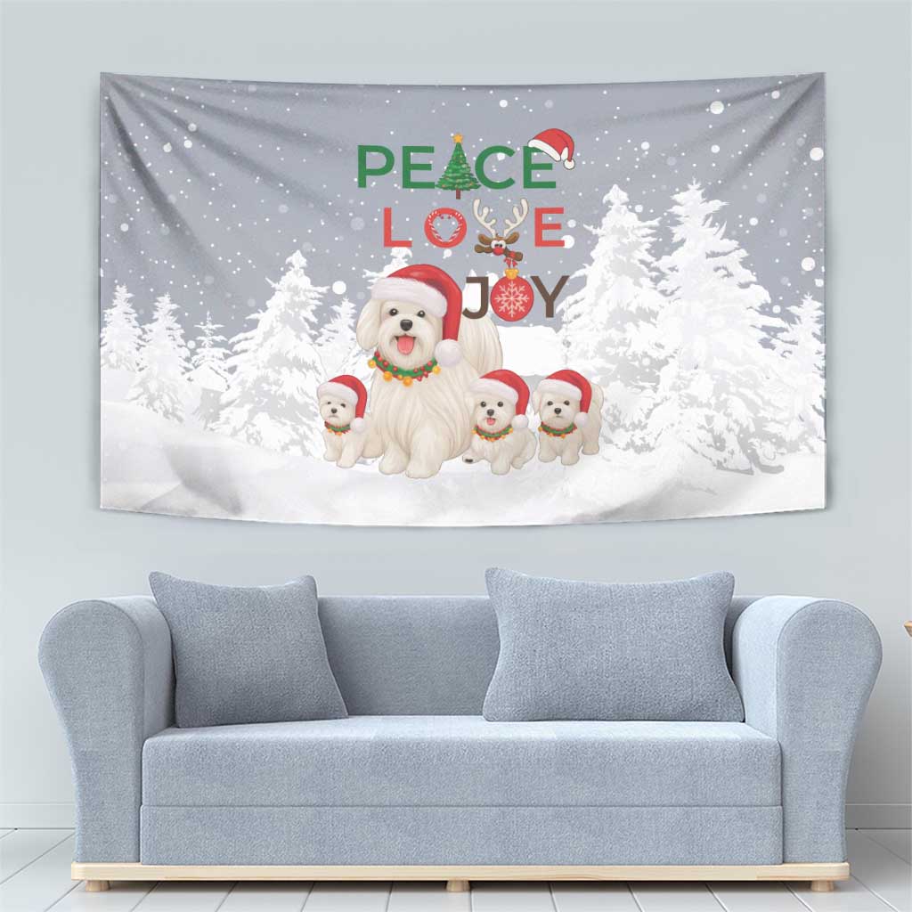 Maltese Peace Love Joy Christmas Tapestry Xmas Holiday Patterns - Wonder Print Shop