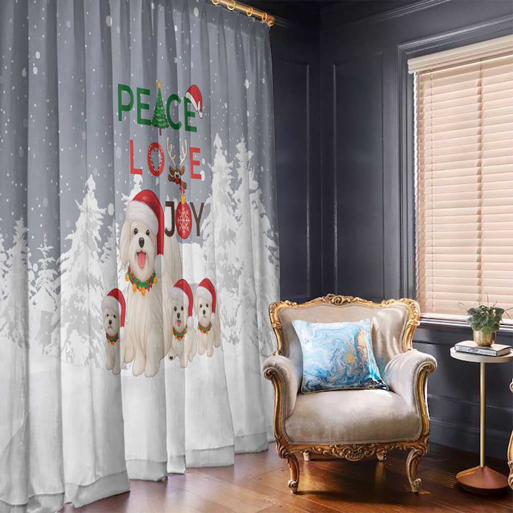 Maltese Peace Love Joy Christmas Window Curtain Xmas Holiday Patterns - Wonder Print Shop