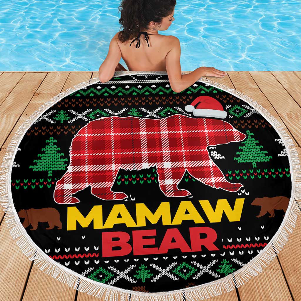Mamaw Bear Christmas Beach Blanket Xmas Holiday Patterns - Wonder Print Shop