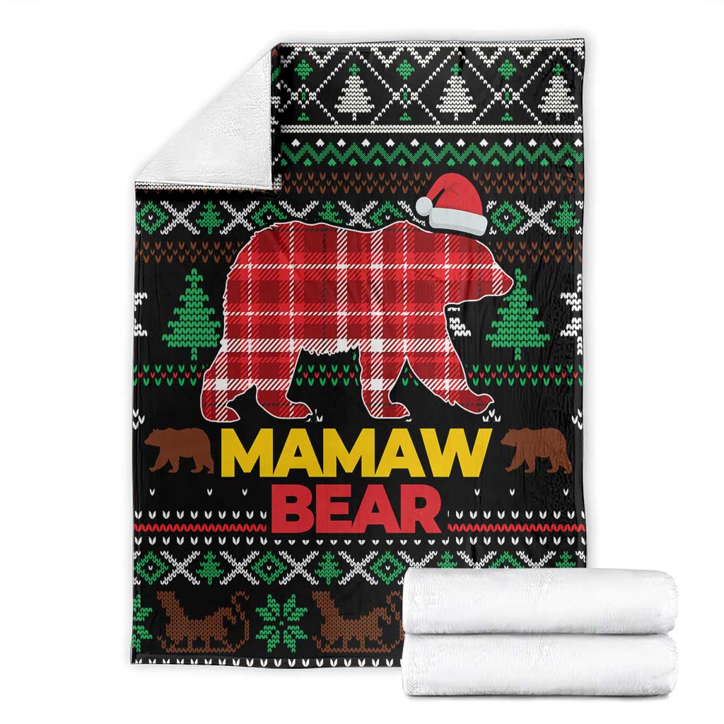 Mamaw Bear Christmas Blanket Xmas Holiday Patterns - Wonder Print Shop
