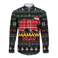 Mamaw Bear Christmas Long Sleeve Button Shirt Xmas Holiday Patterns - Wonder Print Shop