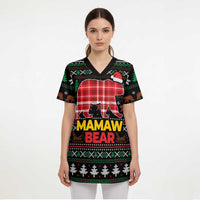 Mamaw Bear Christmas Scrub Top Xmas Holiday Patterns - Wonder Print Shop