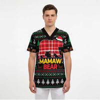 Mamaw Bear Christmas Scrub Top Xmas Holiday Patterns - Wonder Print Shop