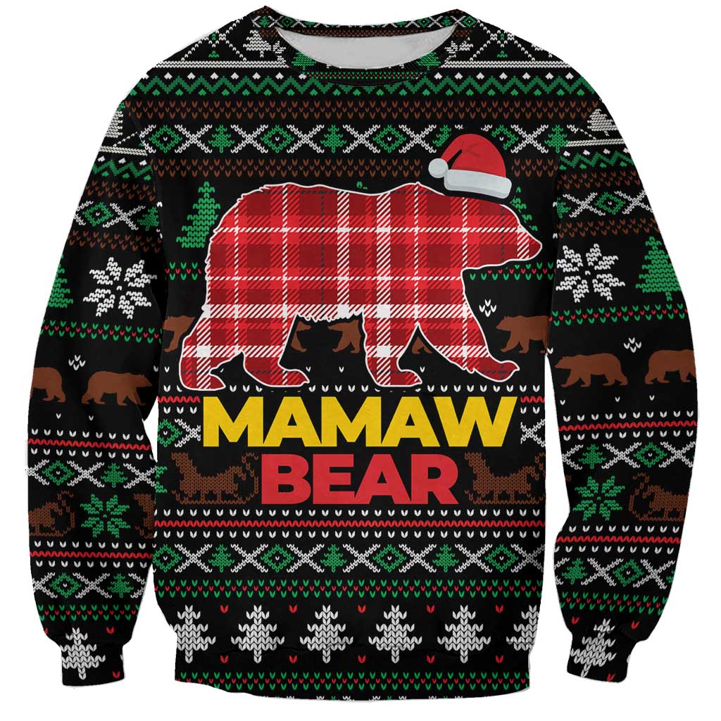 Mamaw Bear Christmas Sweatshirt Xmas Holiday Patterns - Wonder Print Shop