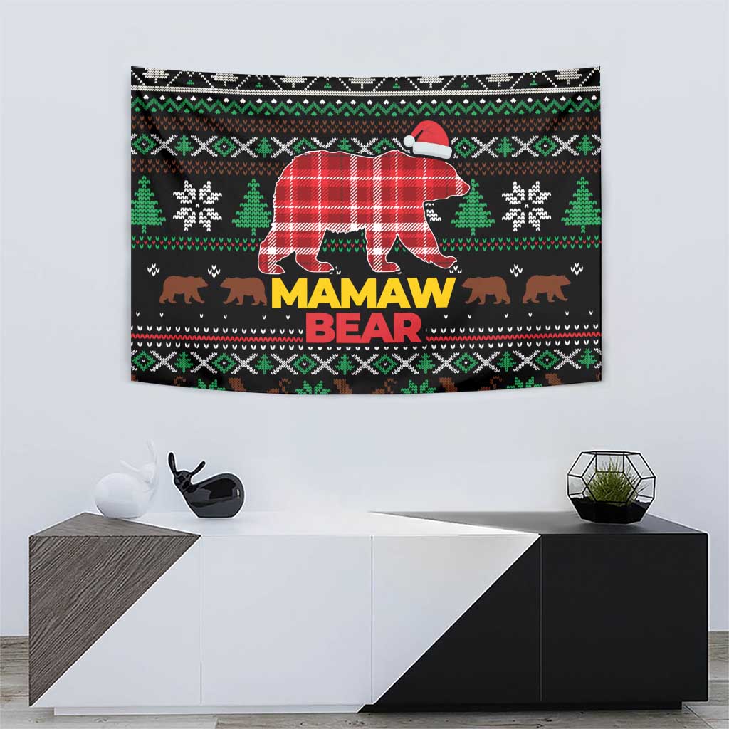 Mamaw Bear Christmas Tapestry Xmas Holiday Patterns - Wonder Print Shop