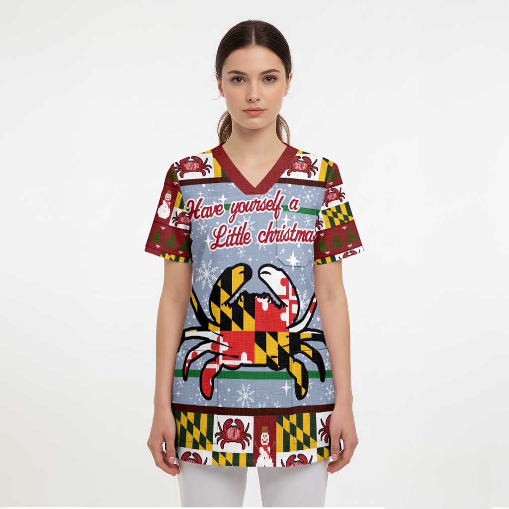 Maryland Symbols Christmas Scrub Top Xmas Holiday Patterns - Wonder Print Shop