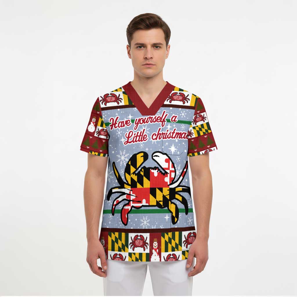 Maryland Symbols Christmas Scrub Top Xmas Holiday Patterns - Wonder Print Shop