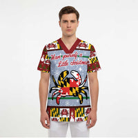 Maryland Symbols Christmas Scrub Top Xmas Holiday Patterns - Wonder Print Shop