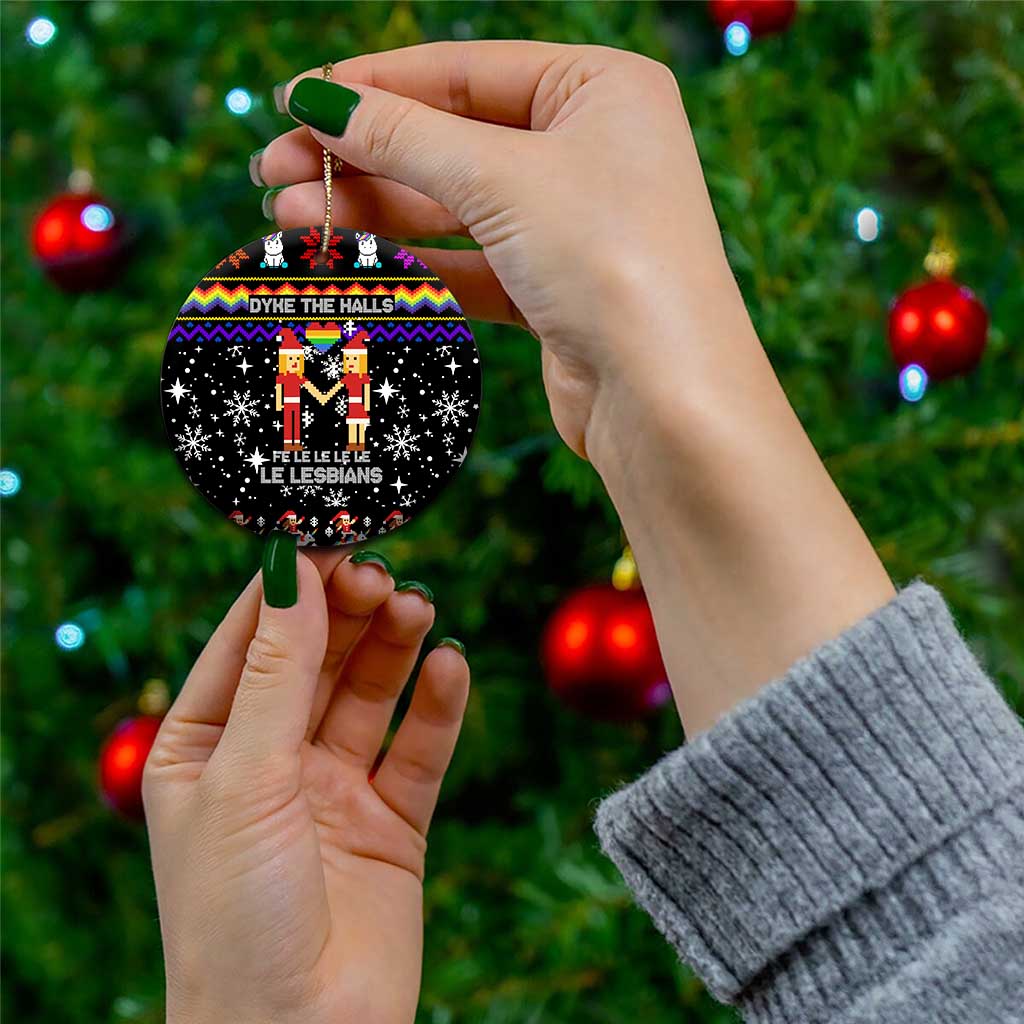 LGBT Lesbians Christmas Ceramic Ornament Xmas Holiday Patterns - Wonder Print Shop