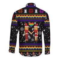 LGBT Lesbians Christmas Long Sleeve Button Shirt Xmas Holiday Patterns - Wonder Print Shop