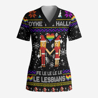 LGBT Lesbians Christmas Scrub Top Xmas Holiday Patterns - Wonder Print Shop