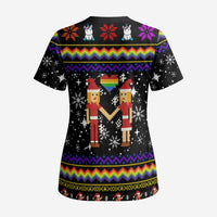 LGBT Lesbians Christmas Scrub Top Xmas Holiday Patterns - Wonder Print Shop