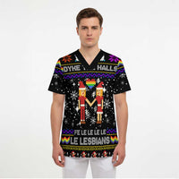 LGBT Lesbians Christmas Scrub Top Xmas Holiday Patterns - Wonder Print Shop
