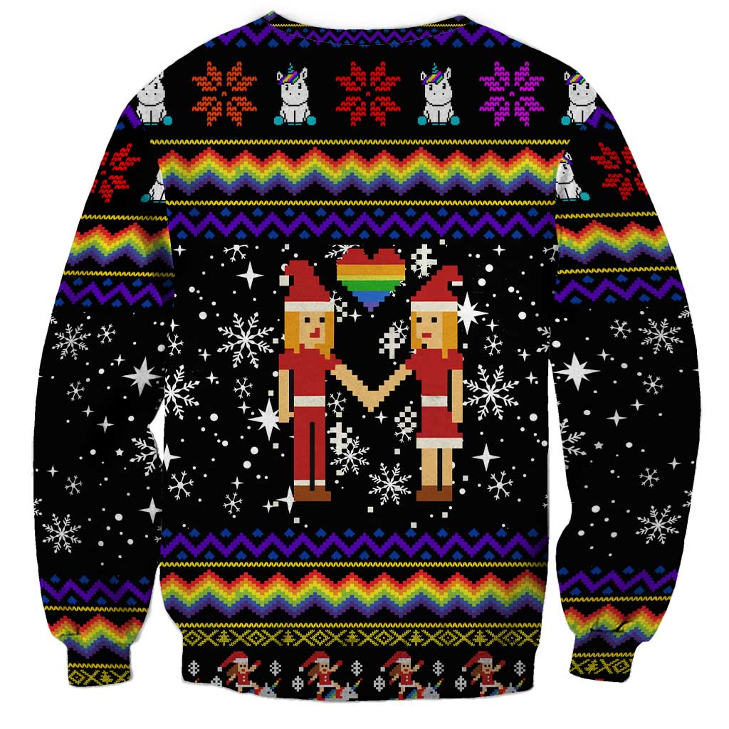 LGBT Lesbians Christmas Sweatshirt Xmas Holiday Patterns - Wonder Print Shop