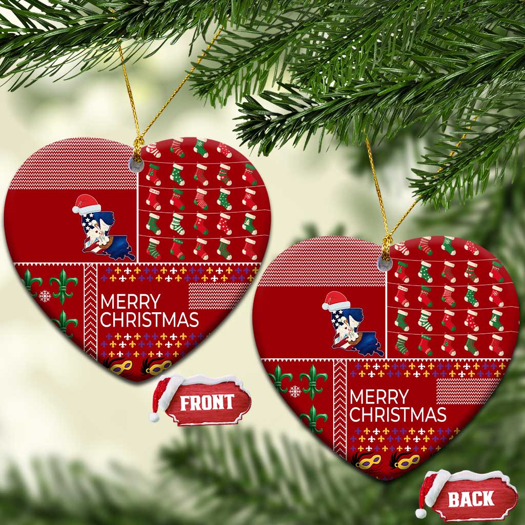 Louisiana Merry Christmas Ceramic Ornament Xmas Holiday Patterns - Wonder Print Shop