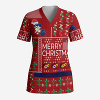 Louisiana Merry Christmas Scrub Top Xmas Holiday Patterns - Wonder Print Shop