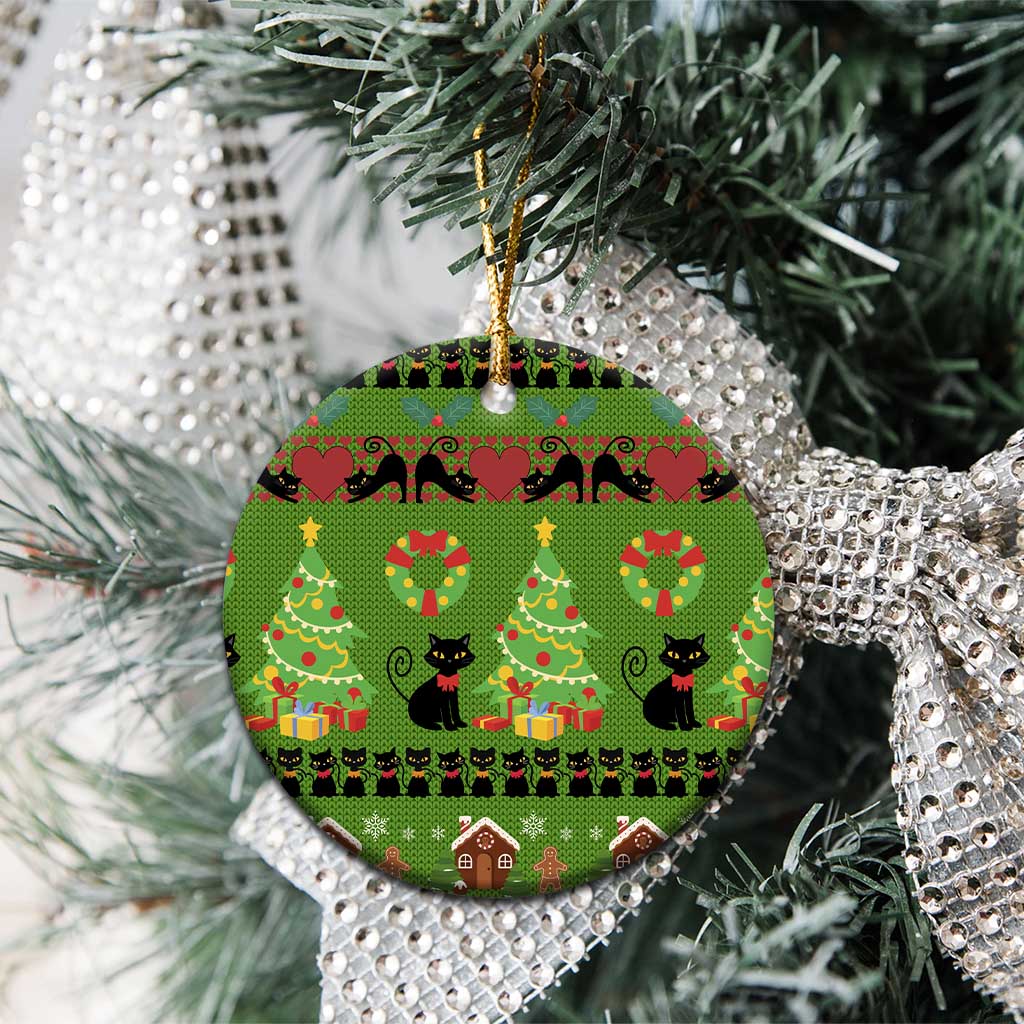 Love Black Cat Christmas Ceramic Ornament Xmas Holiday Patterns - Wonder Print Shop