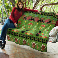 Love Black Cat Christmas Quilt Xmas Holiday Patterns - Wonder Print Shop
