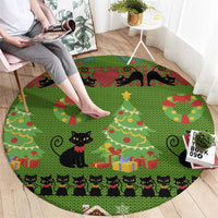 Love Black Cat Christmas Round Carpet Xmas Holiday Patterns - Wonder Print Shop
