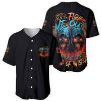 Black baseball jersey set showing back twin skull graphic and front skull emblem