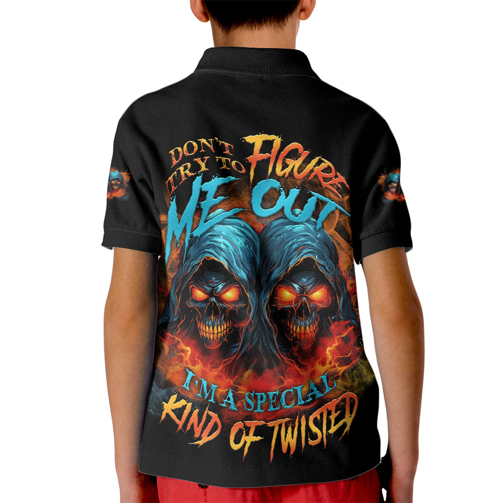 Don't Try To Figure Me Out Skull Reaper Kid Polo Shirt - Wonder Print Shop