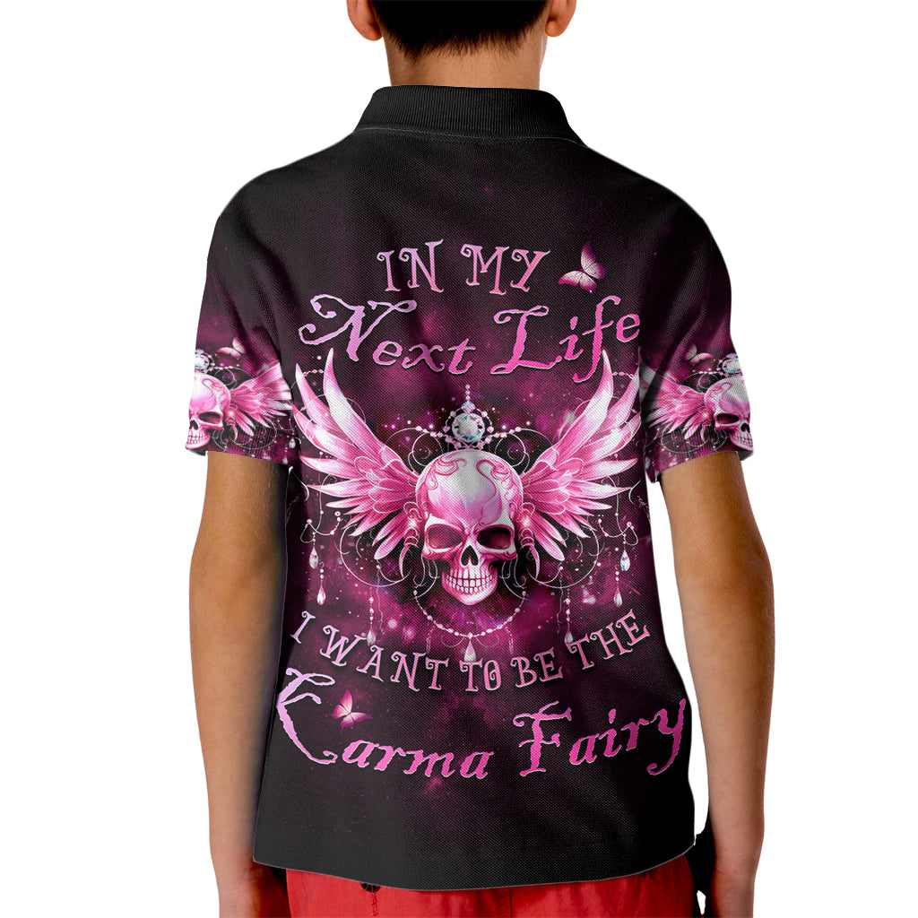 Karma Fairy Skull - In My Next Life Kid Polo Shirt - Wonder Print Shop