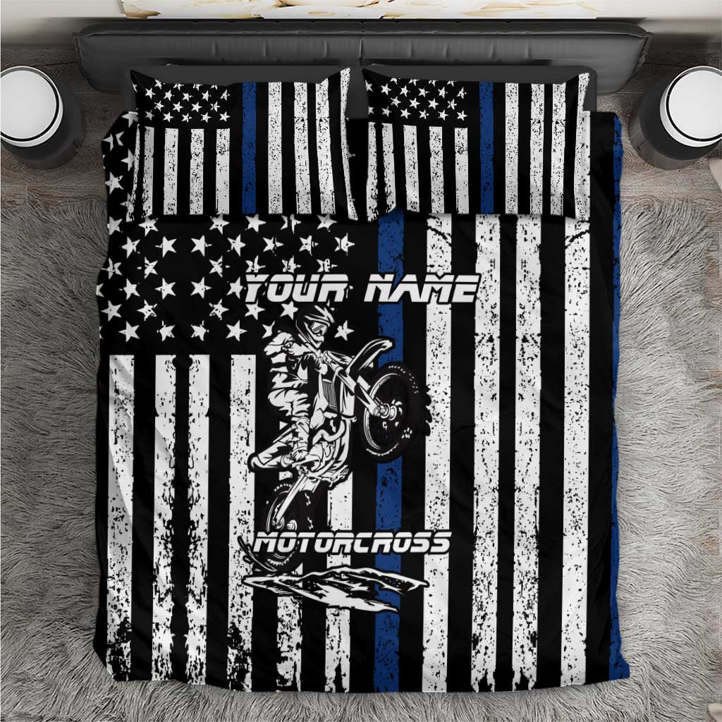 Personalized Motocross Rider Bedding Set with Splash Pattern and Dirt Bike Jump Illustration - Wonder Print Shop