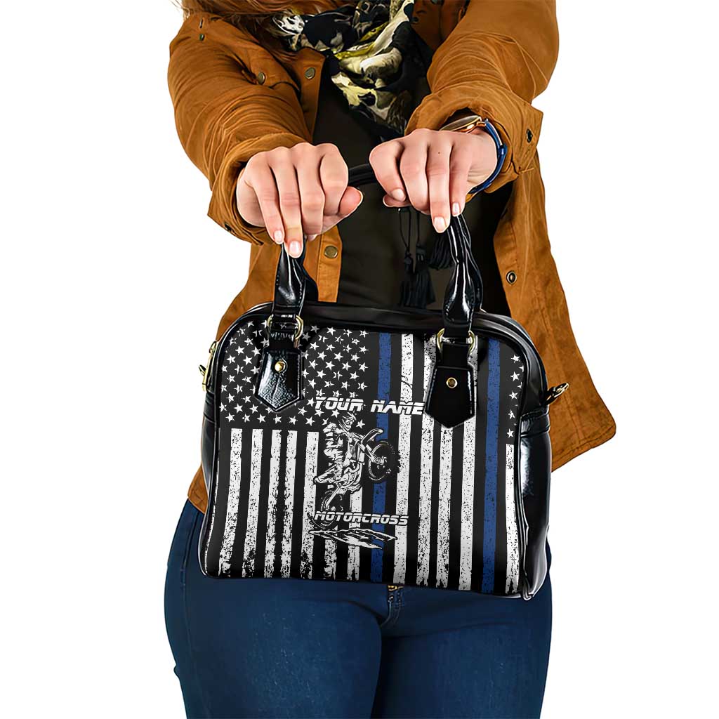 Personalized Motocross Rider Shoulder Handbag with Splash Pattern and Dirt Bike Jump Illustration - Wonder Print Shop