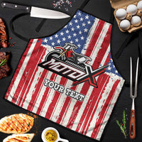Personalized Motocross Rider Apron with American Flag and Thin Blue Line Pattern - Wonder Print Shop