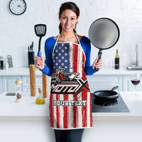 Personalized Motocross Rider Apron with American Flag and Thin Blue Line Pattern - Wonder Print Shop