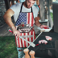 Personalized Motocross Rider Apron with American Flag and Thin Blue Line Pattern - Wonder Print Shop