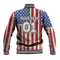 Personalized Motocross Rider Baseball Jacket with American Flag and Thin Blue Line Pattern - Wonder Print Shop