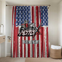Personalized Motocross Rider Bathroom Set with American Flag and Thin Blue Line Pattern - Wonder Print Shop