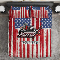 Personalized Motocross Rider Bedding Set with American Flag and Thin Blue Line Pattern - Wonder Print Shop