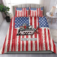 Personalized Motocross Rider Bedding Set with American Flag and Thin Blue Line Pattern - Wonder Print Shop