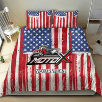 Personalized Motocross Rider Bedding Set with American Flag and Thin Blue Line Pattern - Wonder Print Shop