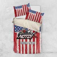 Personalized Motocross Rider Bedding Set with American Flag and Thin Blue Line Pattern - Wonder Print Shop