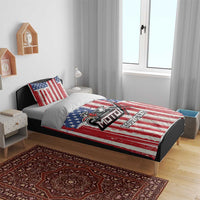 Personalized Motocross Rider Bedding Set with American Flag and Thin Blue Line Pattern - Wonder Print Shop