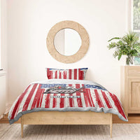 Personalized Motocross Rider Bedding Set with American Flag and Thin Blue Line Pattern - Wonder Print Shop